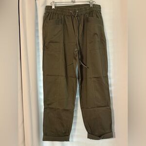 LOFT Olive Utility Cargo Pants with Drawstring Waist